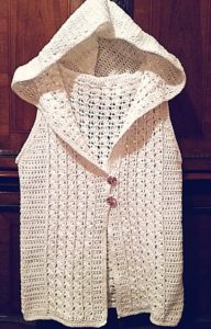 Crochet Hooded Sleeveless Sweater Vest
